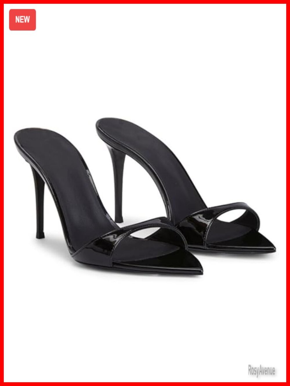 Leather Pointed Open Toe Stiletto Heel Mule Sandals Slip-On Slingback